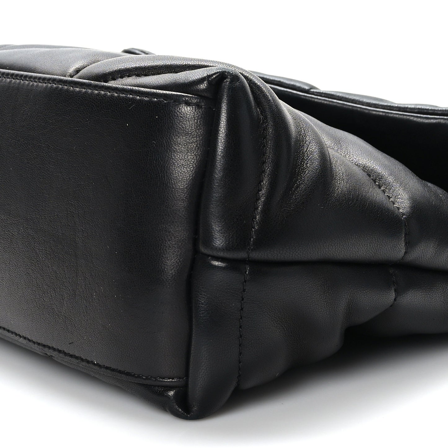 Lambskin Quilted Small Loulou Puffer Monogram Chain Satchel Black