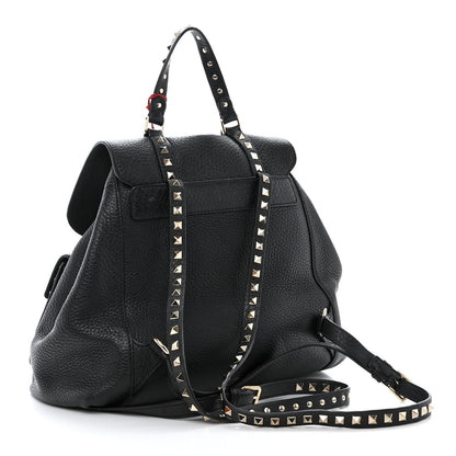Valentino Garavani Pebbled Calfskin Rockstud Double Pocket Backpack Black 3 of 11