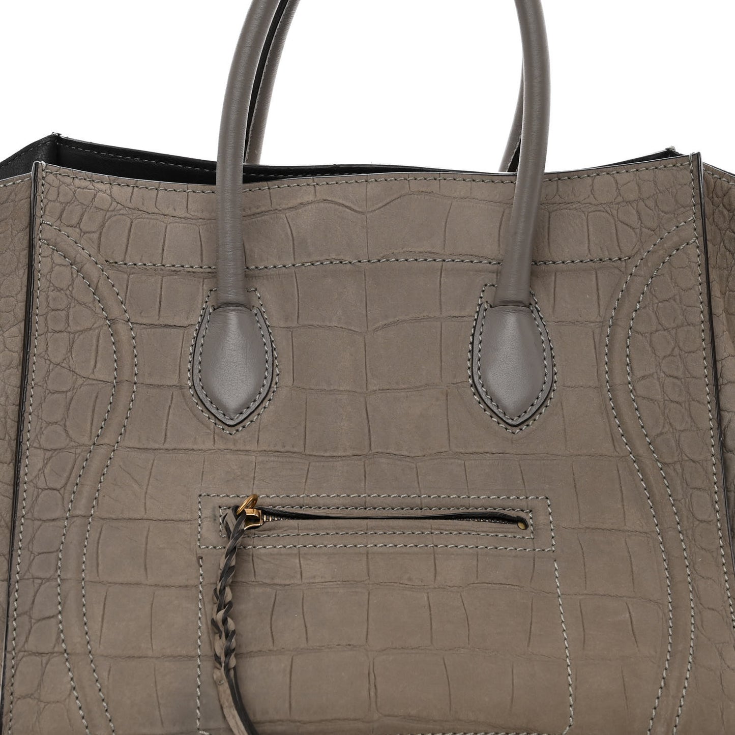 Crocodile Embossed Nubuck Medium Phantom Luggage Grey
