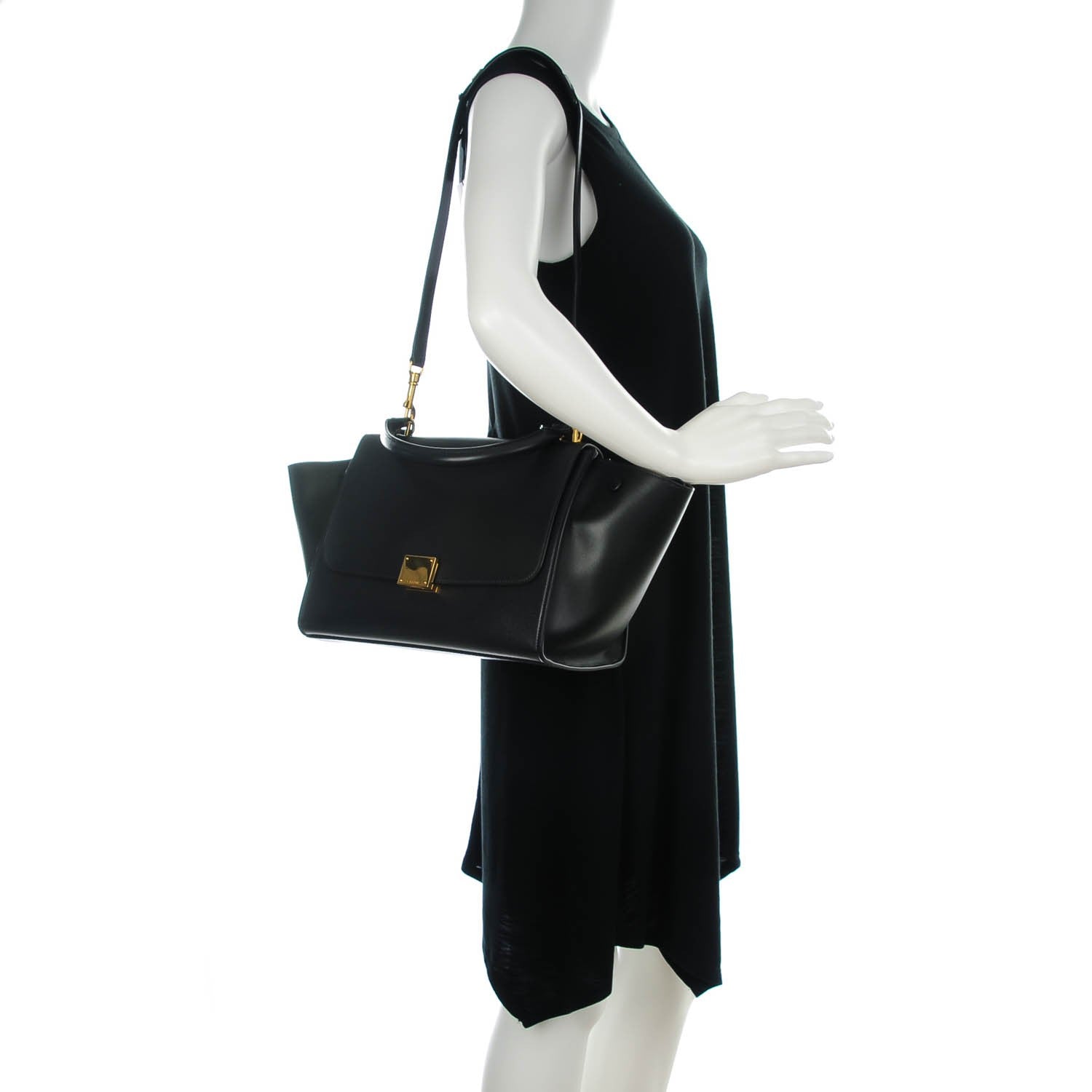 Celine Liege Calfskin Small Trapeze Black 2 of 8
