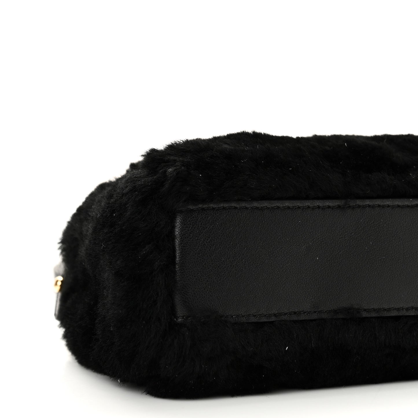 Shearling Shiny Nappa Micro Peekaboo Iconic Satchel Black