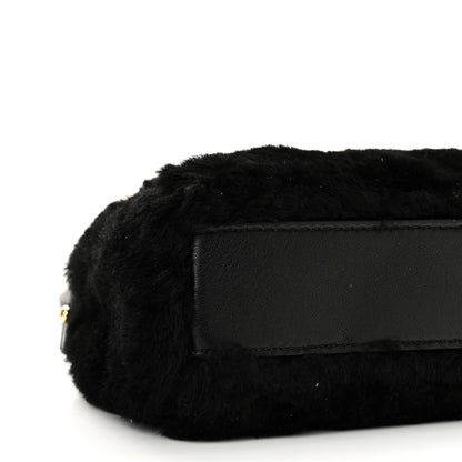 Fendi Shearling Shiny Nappa Micro Peekaboo Iconic Satchel Black 8 of 9