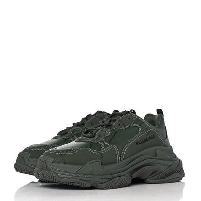 Balenciaga Technical Fabric Mesh Allover Logo Womens Triple S Sneakers 41 Kaki Black 3 of 7
