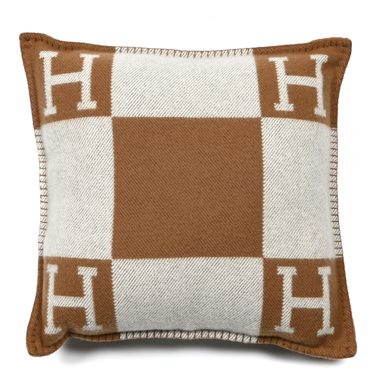 Hermes Wool Cashmere Avalon Pillow PM Ecru Camel 1 of 4