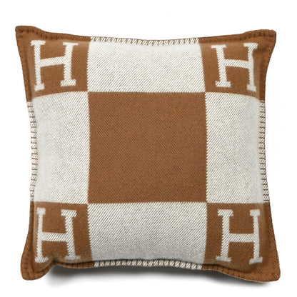 Hermes Wool Cashmere Avalon Pillow PM Ecru Camel 1 of 4