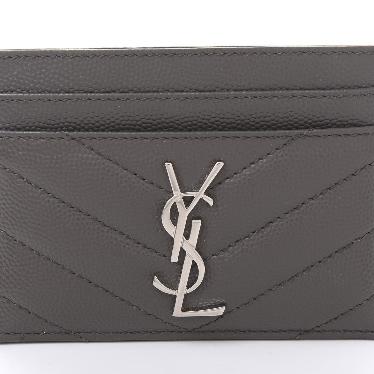 Grain De Poudre Matelasse Chevron Monogram Credit Card Case Coal