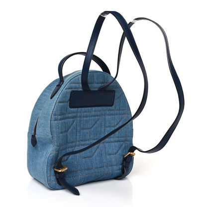 Gucci Kura Denim Matelasse Cubic Pearl Studded GG Marmont Dome Backpack Blue 3 of 9