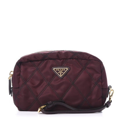 Prada Tessuto Nylon Saffiano Impunturato Quilted Wristlet Granato 1 of 10