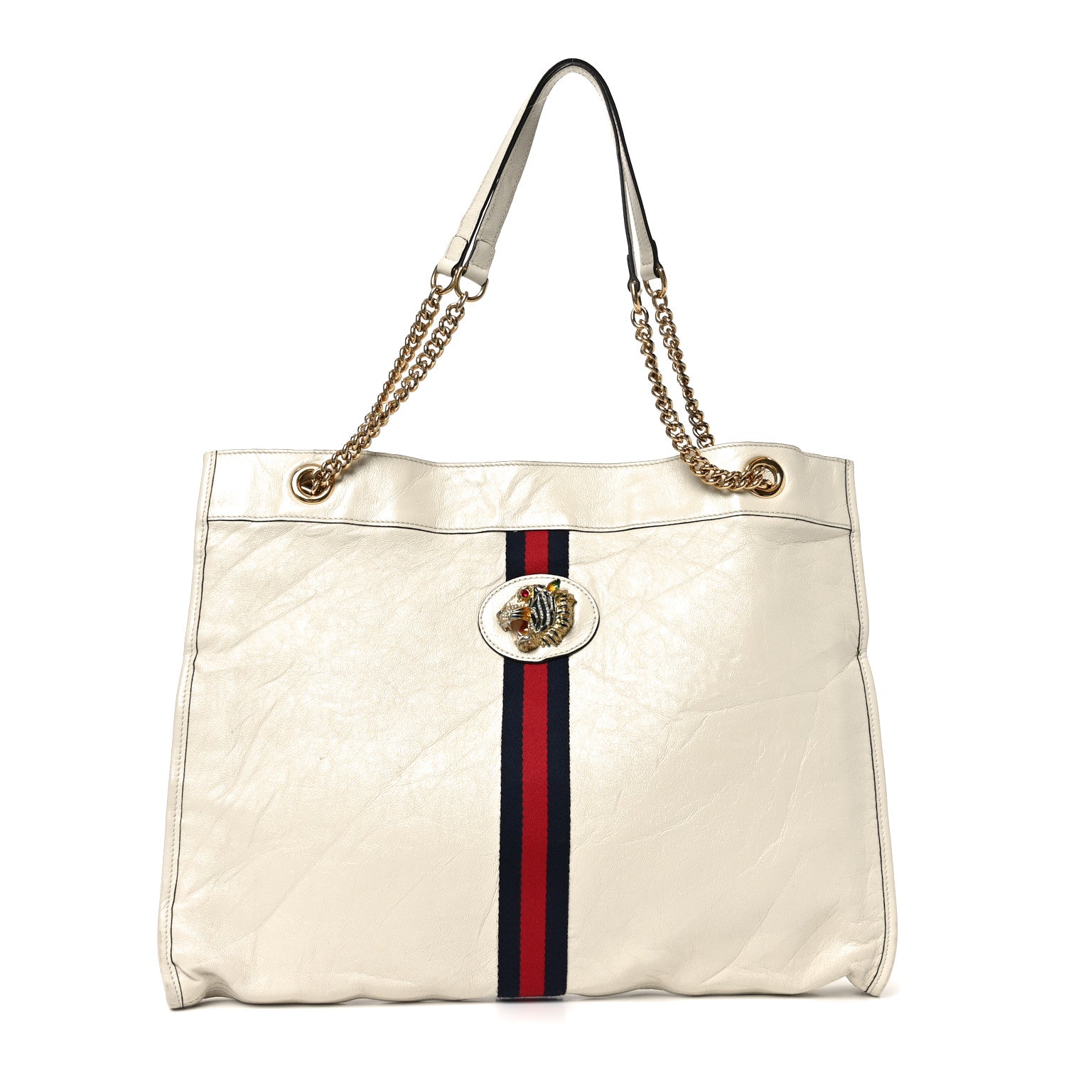 Gucci Calfskin Large Rajah Chain Tote White 1 of 9