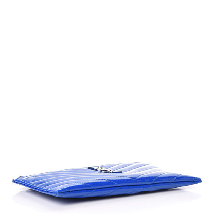 Saint Laurent Grain De Poudre Chevron Monogram Bill Pouch Neon Blue 4 of 9