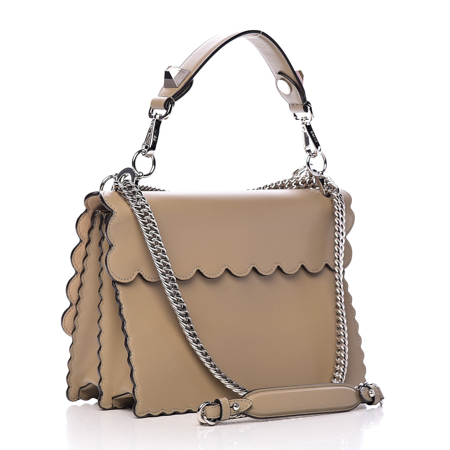Fendi Vitello Baltico Scalloped Studded Kan I Shoulder Bag Amido 3 of 16