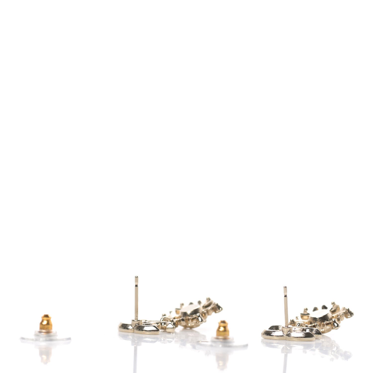 Chanel Crystal Snowflake CC Drop Earrings Gold 3 of 5