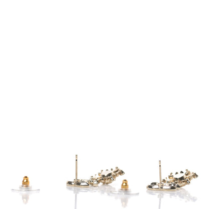 Chanel Crystal Snowflake CC Drop Earrings Gold 3 of 5