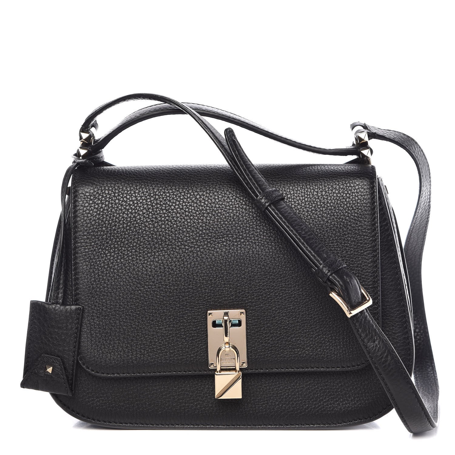 Valentino Garavani Pebbled Calfskin Joylock Flap Messenger Bag Black 1 of 9