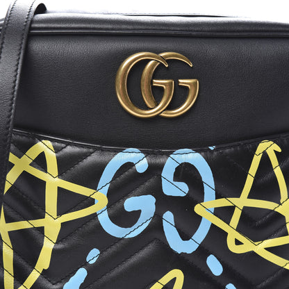 Gucci Calfskin Matelasse GucciGhost Medium GG Marmont Chain Shoulder Bag Black New Acquamarine 11 of 11