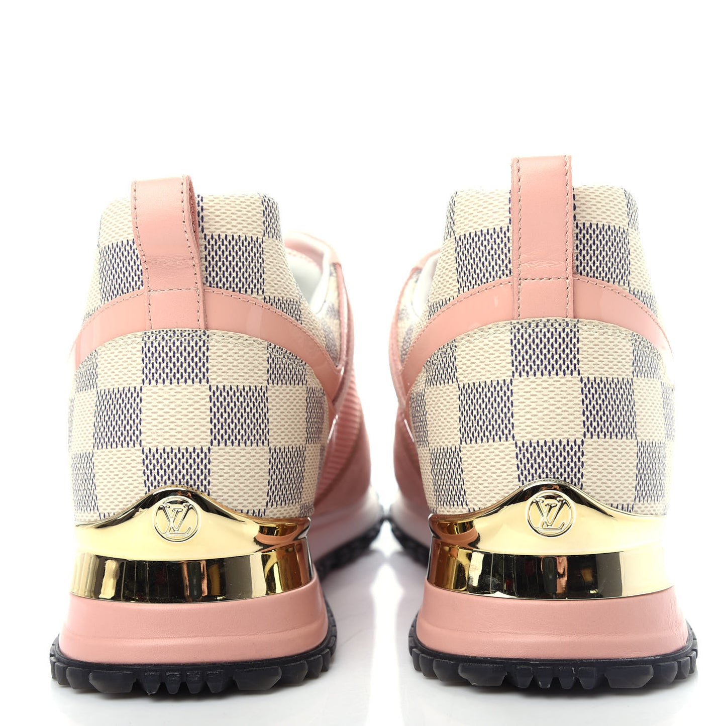 Suede Damier Azur Run Away Sneakers 38.5 Pink