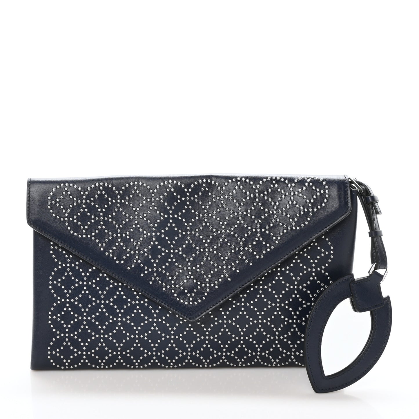 Calfskin Studded Arabesque Envelope Clutch Navy