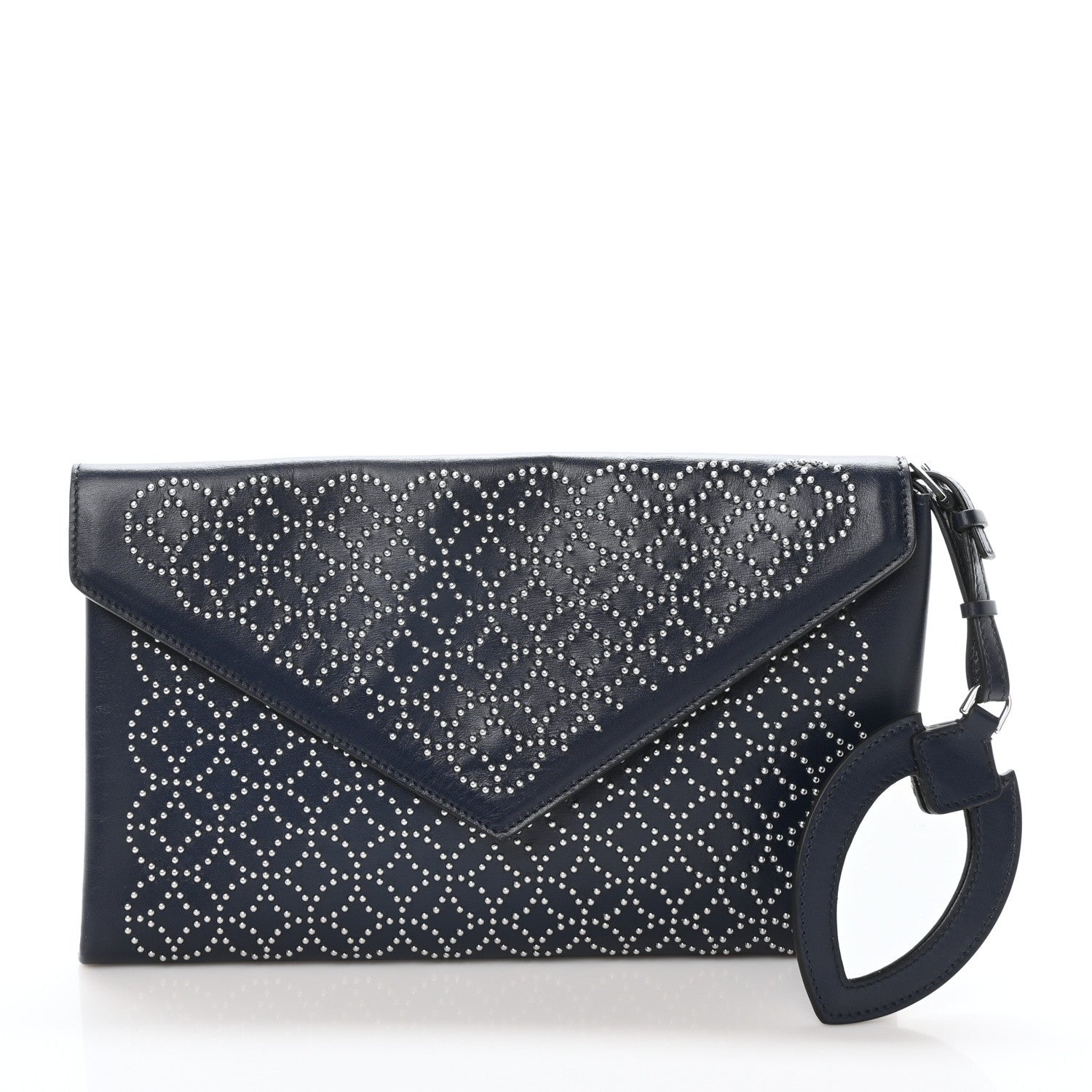 Alaia Calfskin Studded Arabesque Envelope Clutch Navy 2 of 10
