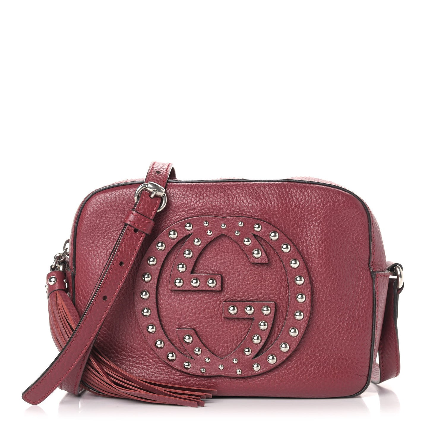 Pebbled Calfskin Studded Small Soho Disco Bag Soft Burgundy