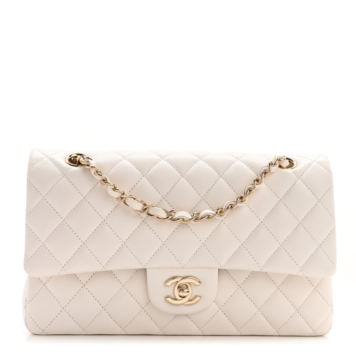 Chanel Caviar Quilted Medium Double Flap White 1 of 12