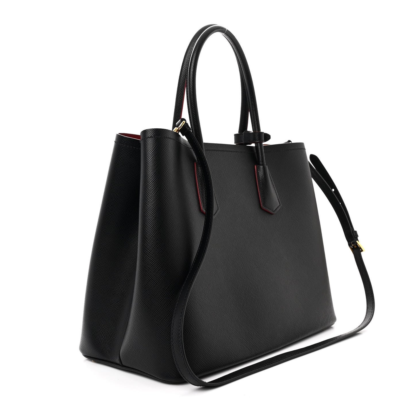 Saffiano Cuir Large Double Bag Black Fuoco