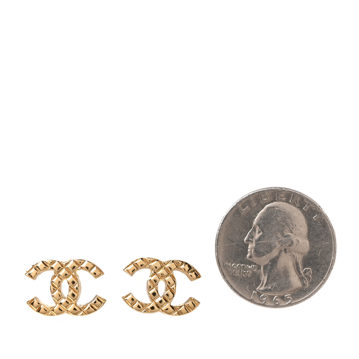 Chanel Metal Textured CC Earrings  Gold 2 of 5