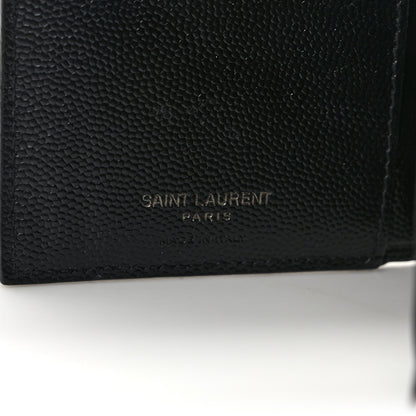 Saint Laurent Grain De Poudre Matelasse Chevron Monogram Zipped Two-Part Wallet Black 6 of 7