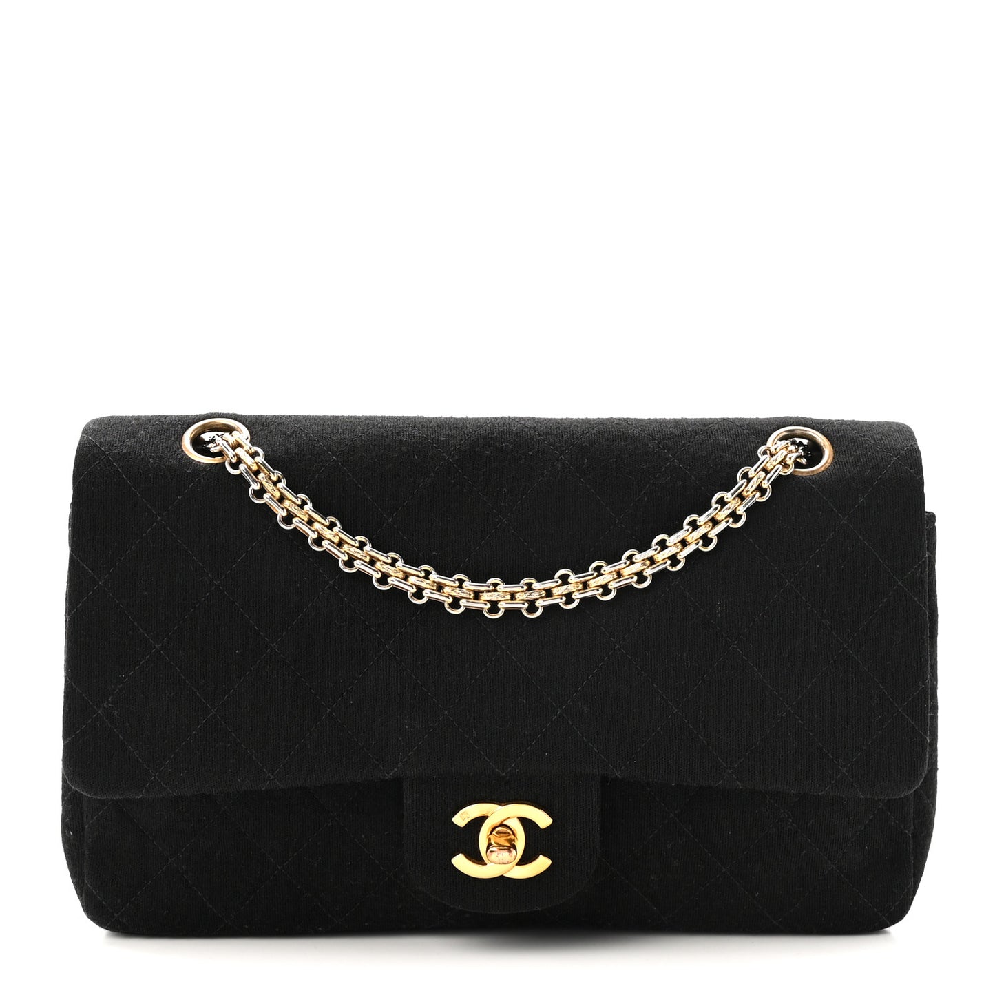 Jersey Quilted Medium Double Flap Black