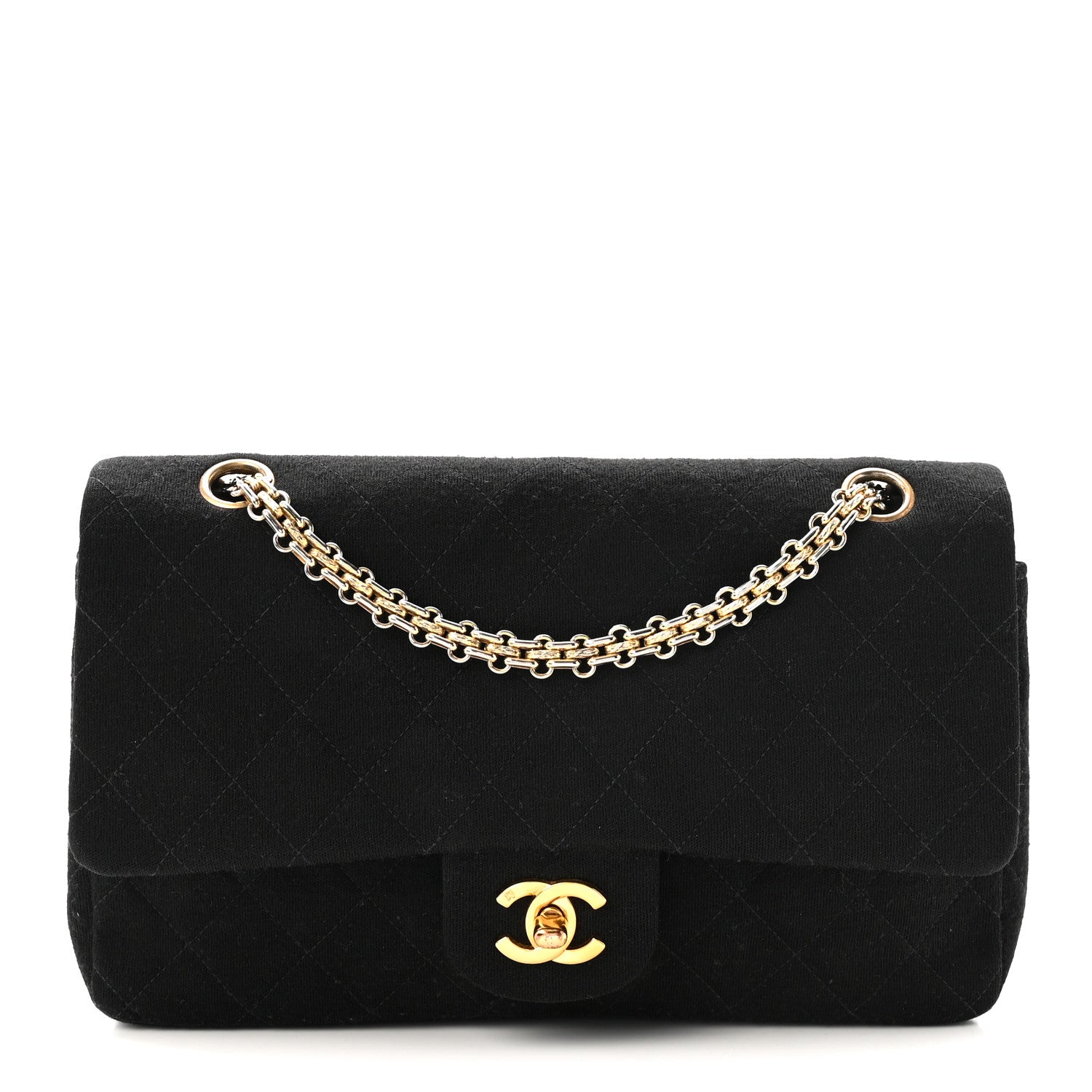 Chanel Jersey Quilted Medium Double Flap Black 1 of 10
