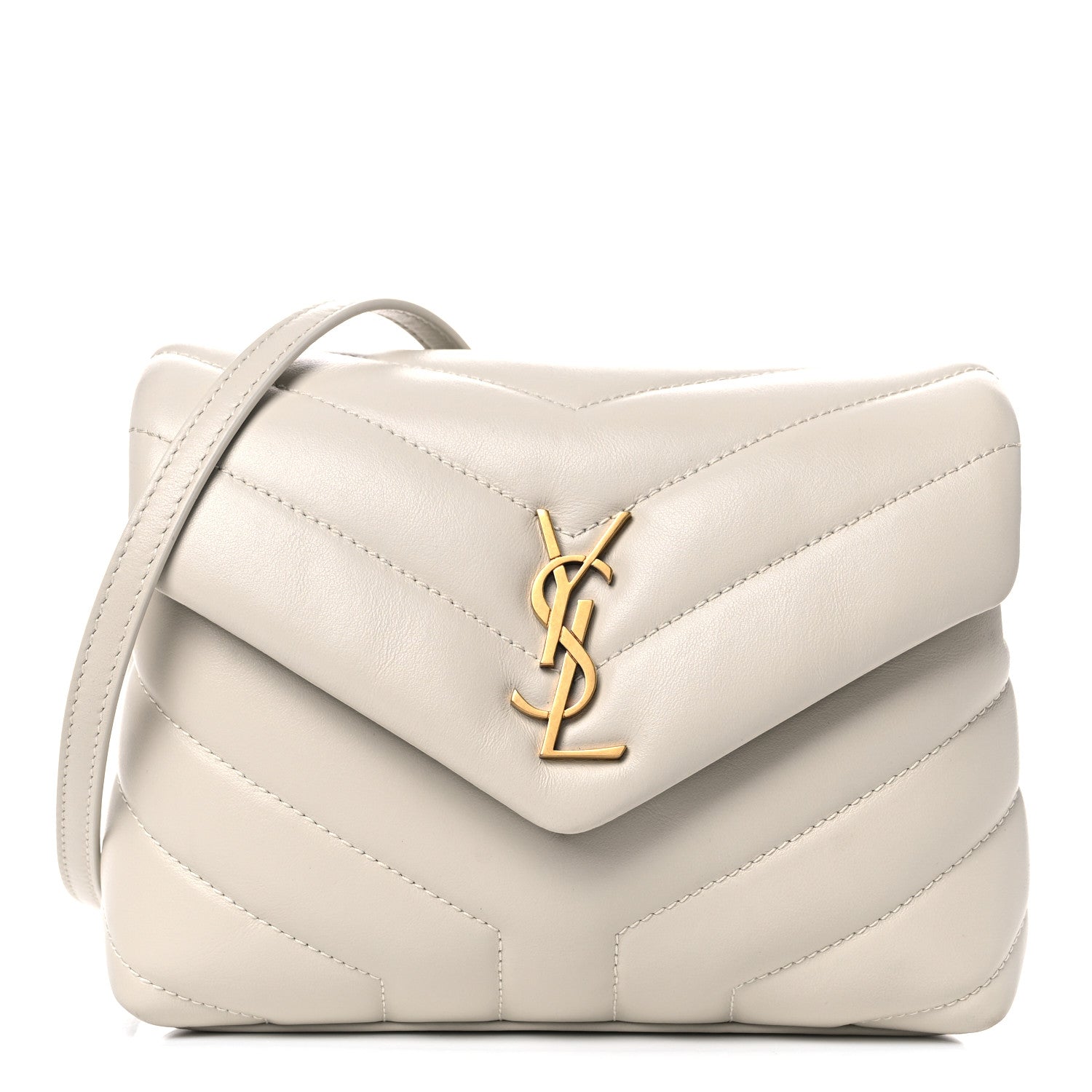 Saint Laurent Calfskin Y Quilted Monogram Toy Loulou Crossbody Bag Ivory 1 of 13