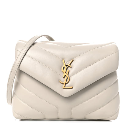 Saint Laurent Calfskin Y Quilted Monogram Toy Loulou Crossbody Bag Ivory 1 of 13