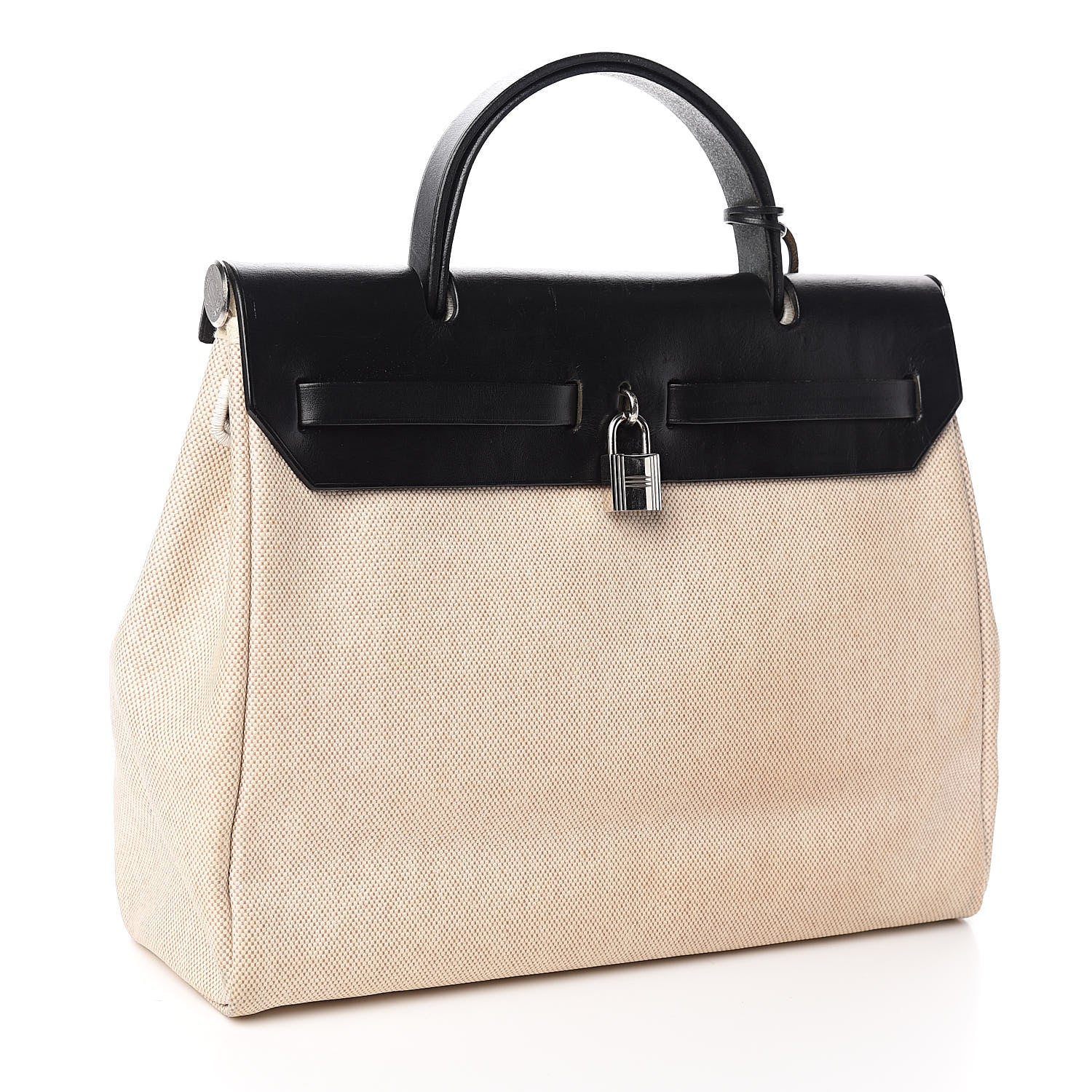 Hermes Toile Vache Calfskin Herbag 30 PM Natural Black 3 of 16