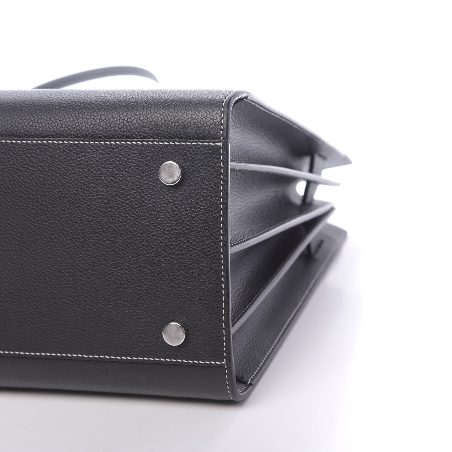 Saint Laurent Grained Calfskin Topstitch Small Sac De Jour Black Porcelain 9 of 10