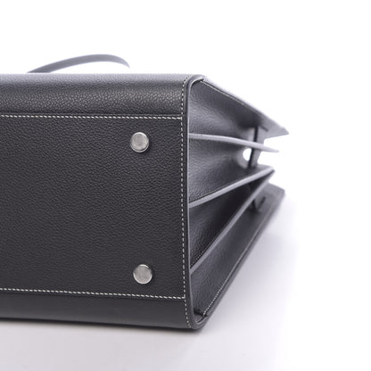 Saint Laurent Grained Calfskin Topstitch Small Sac De Jour Black Porcelain 9 of 10