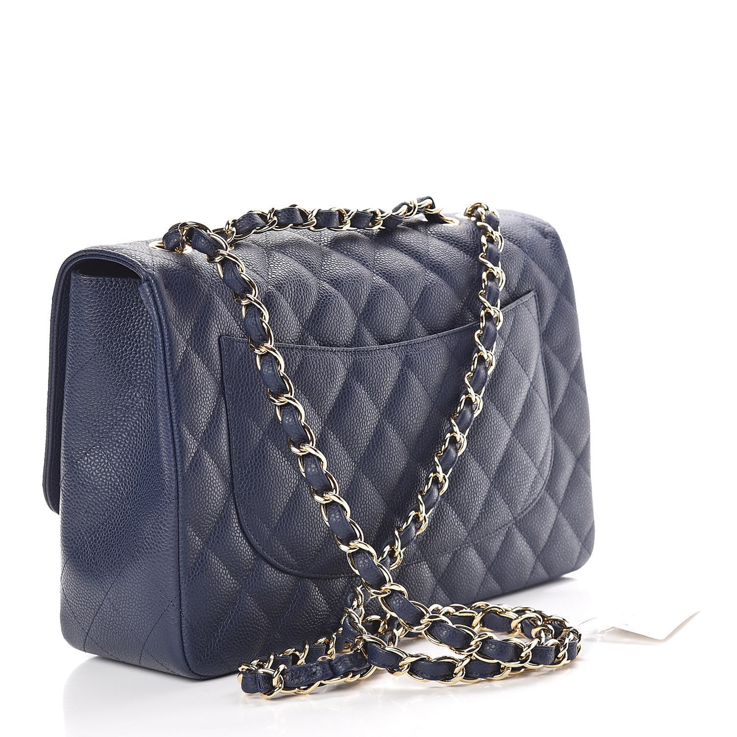 Caviar Quilted Jumbo Single Flap Dark Blue