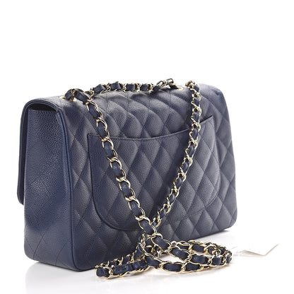 Chanel Caviar Quilted Jumbo Single Flap Dark Blue 3 of 11