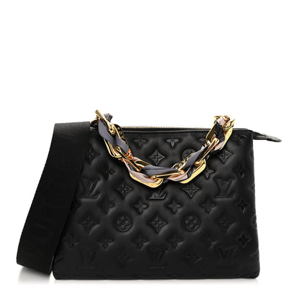 Louis Vuitton Lambskin Embossed Monogram Scarf Coussin PM Black 1 of 13