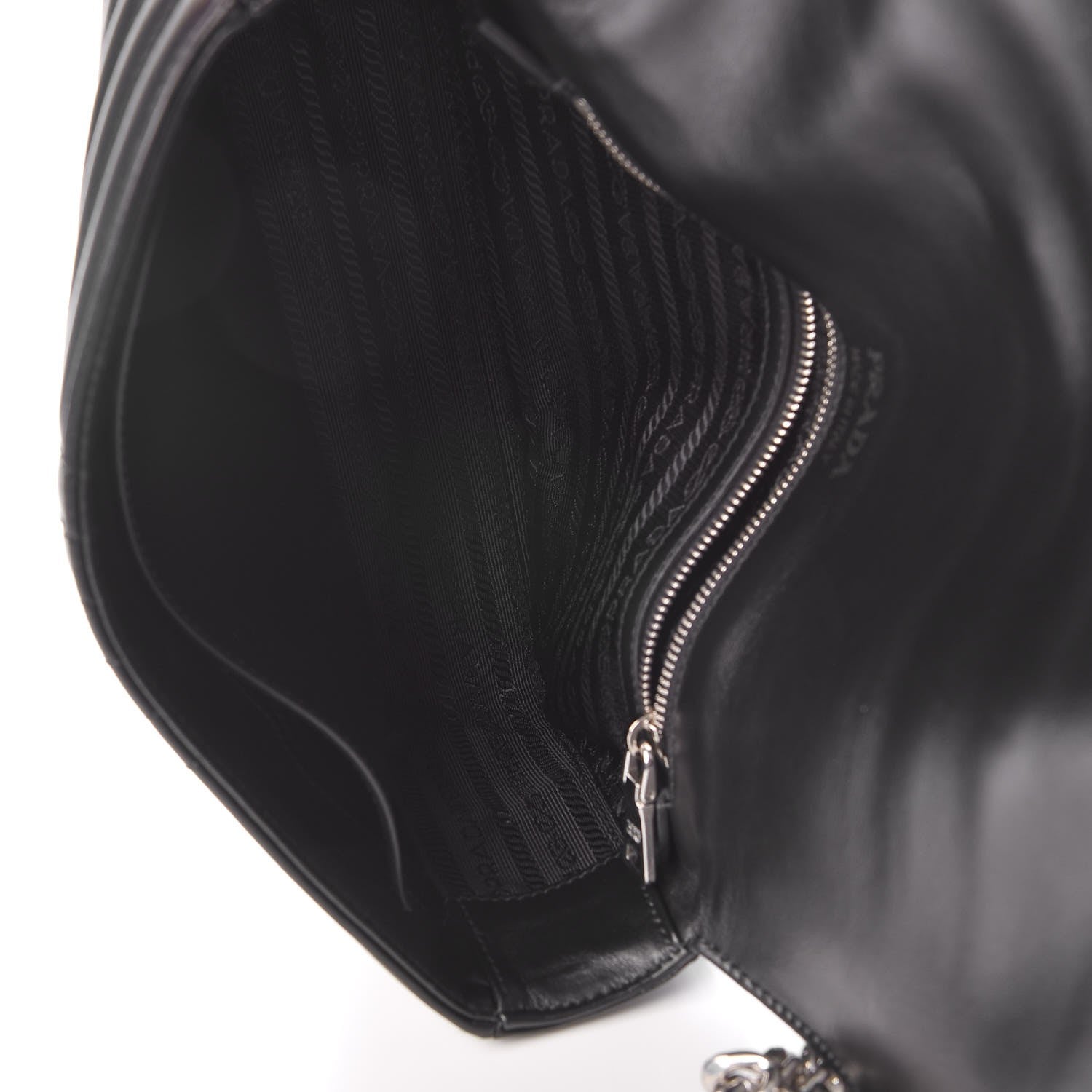 Prada Soft Calfskin Impunture Diagramme Medium Chain Flap Shoulder Bag Black 5 of 6