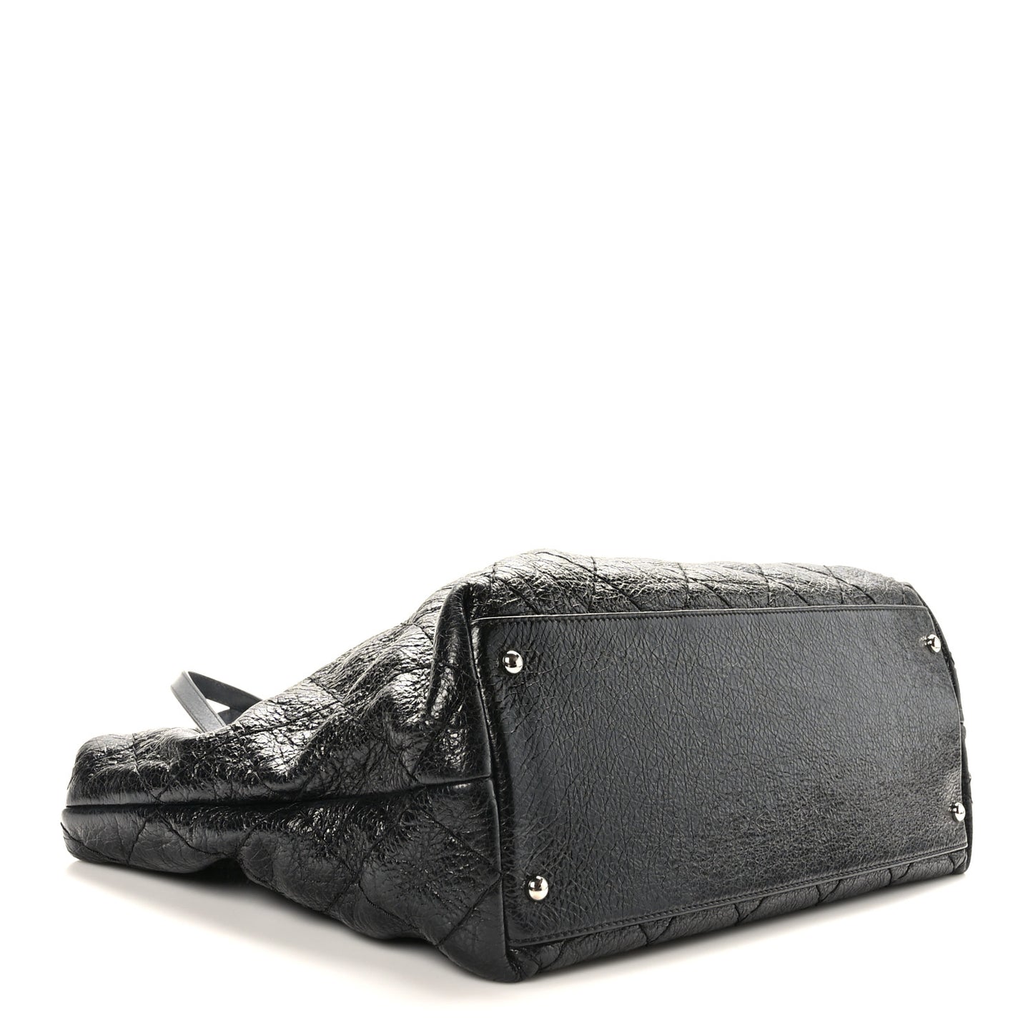 Glazed Calfskin Large On The Road Tote Black