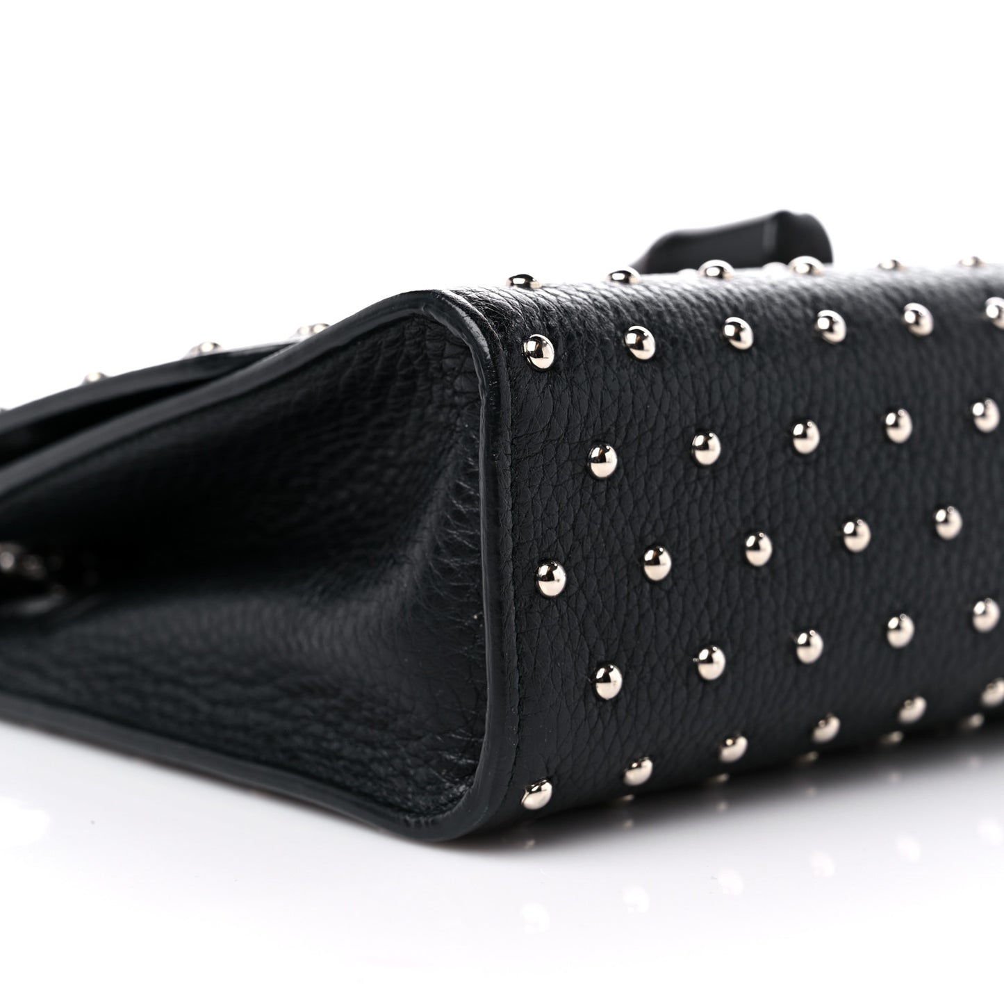 Calfskin Studded Medium Miss Bamboo Shoulder Bag Black