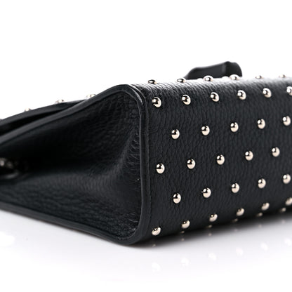 Gucci Calfskin Studded Medium Miss Bamboo Shoulder Bag Black 8 of 12