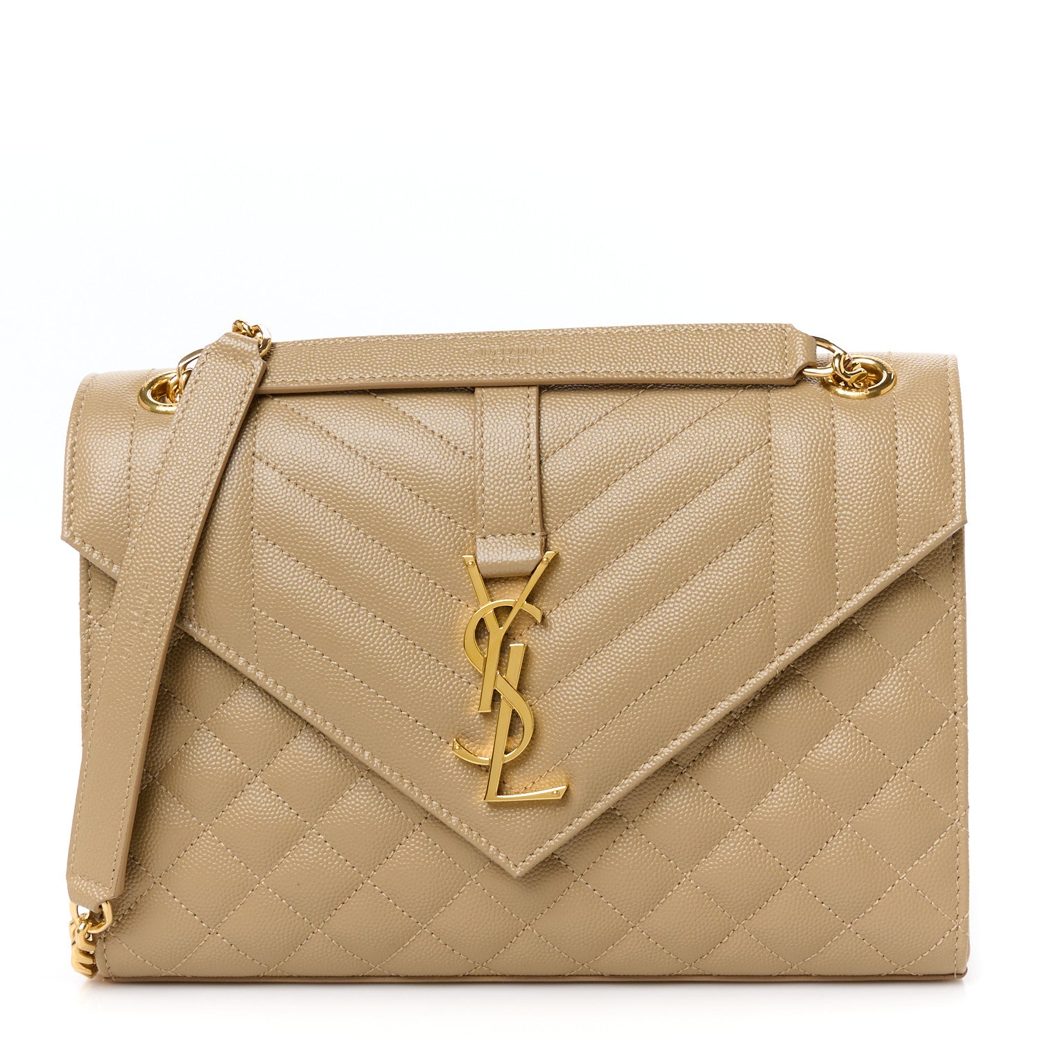 Saint Laurent Grain De Poudre Textured Mixed Matelasse Medium Triquilt Monogram Satchel Dark Latte 1 of 12