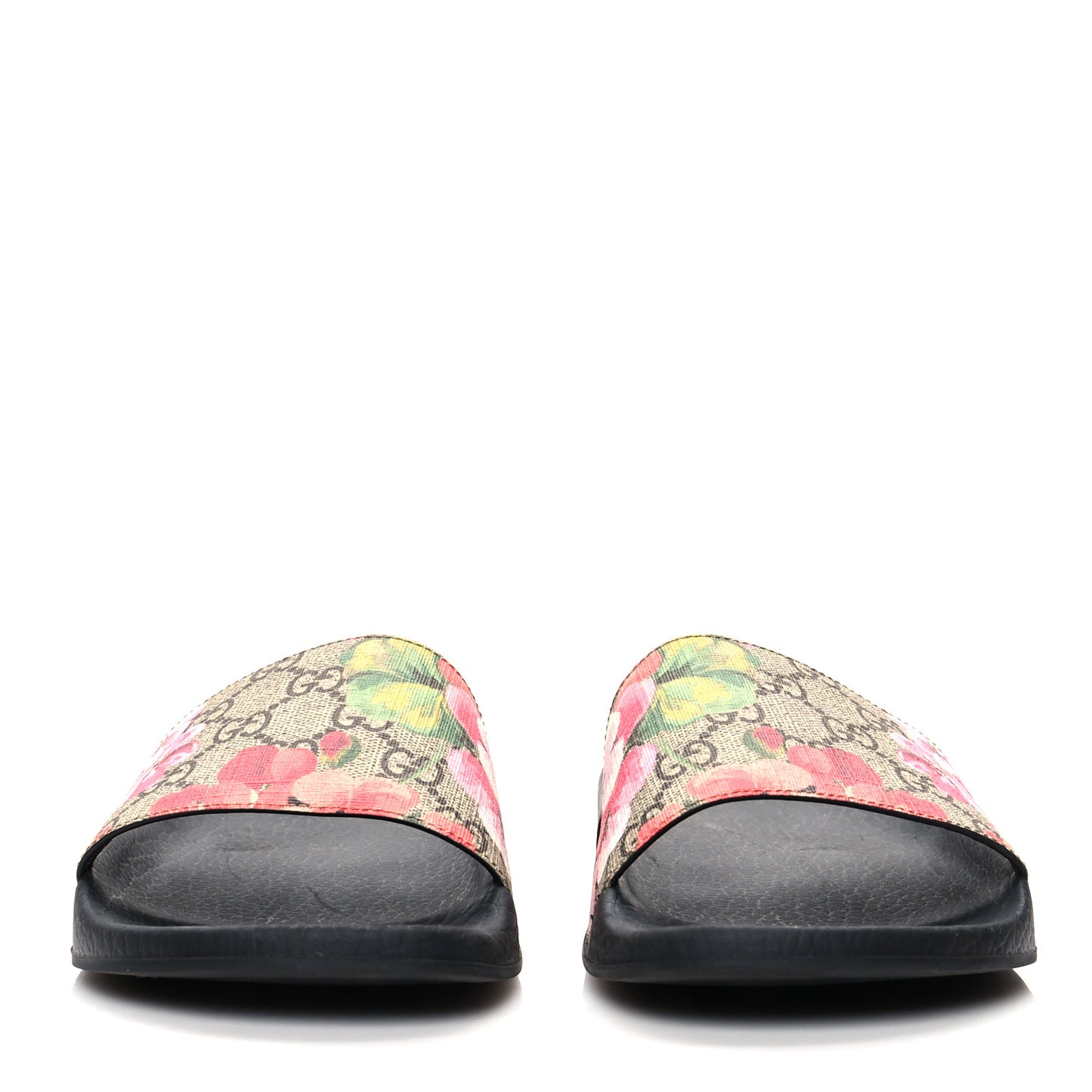 GG Supreme Monogram Blooms Slide Sandals 37 Beige Multicolor