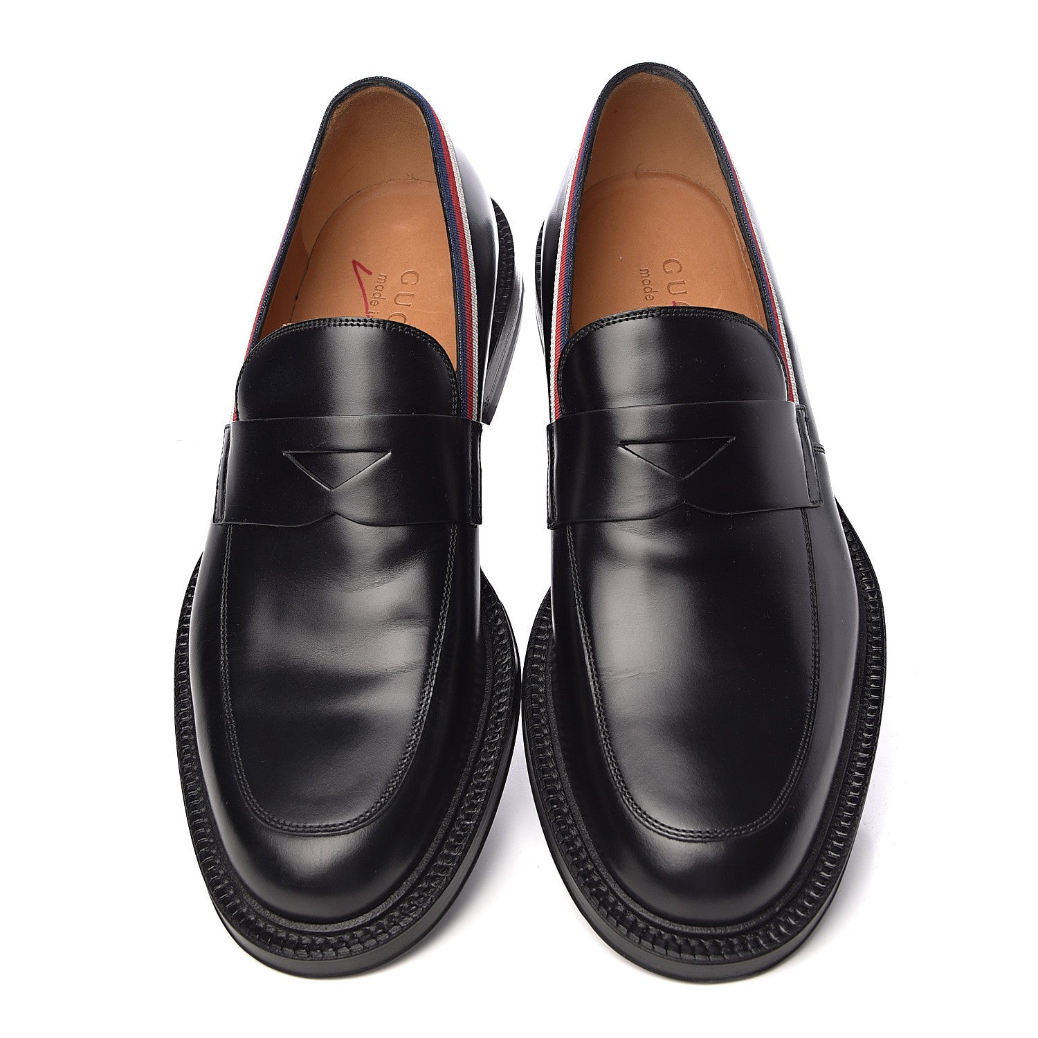 Gucci Calfskin Mens Web Sylvie Loafers 8 Black 10 of 11