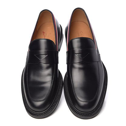 Gucci Calfskin Mens Web Sylvie Loafers 8 Black 10 of 11