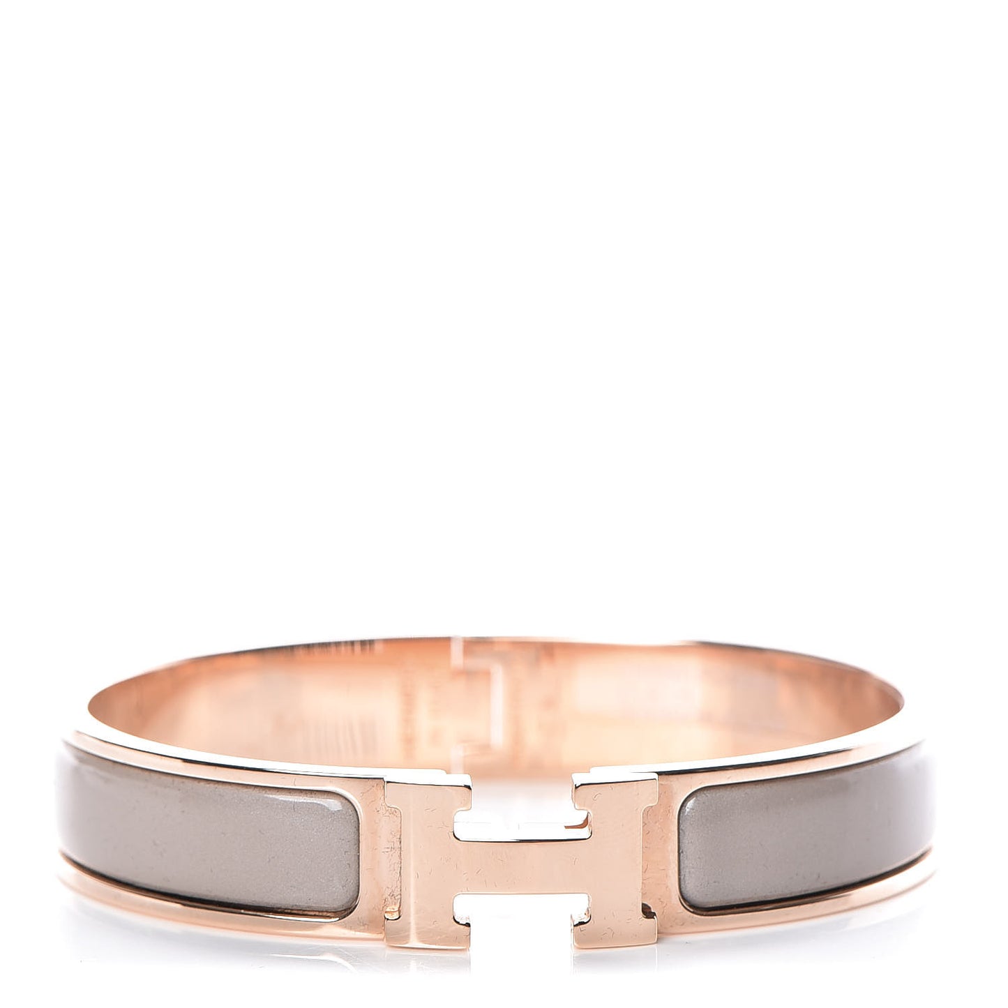 Enamel Narrow Clic Clac H Bracelet GM Marron Glace