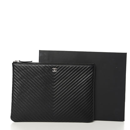 Chanel Caviar Chevron Quilted Medium Cosmetic Case Black 8 of 8
