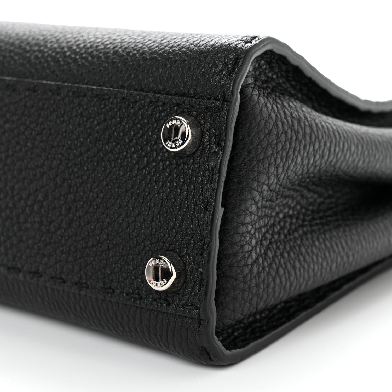 Fendi Cuoio Romano Selleria Bi-Color Mini Peekaboo Iconic Satchel Black Mou 9 of 10