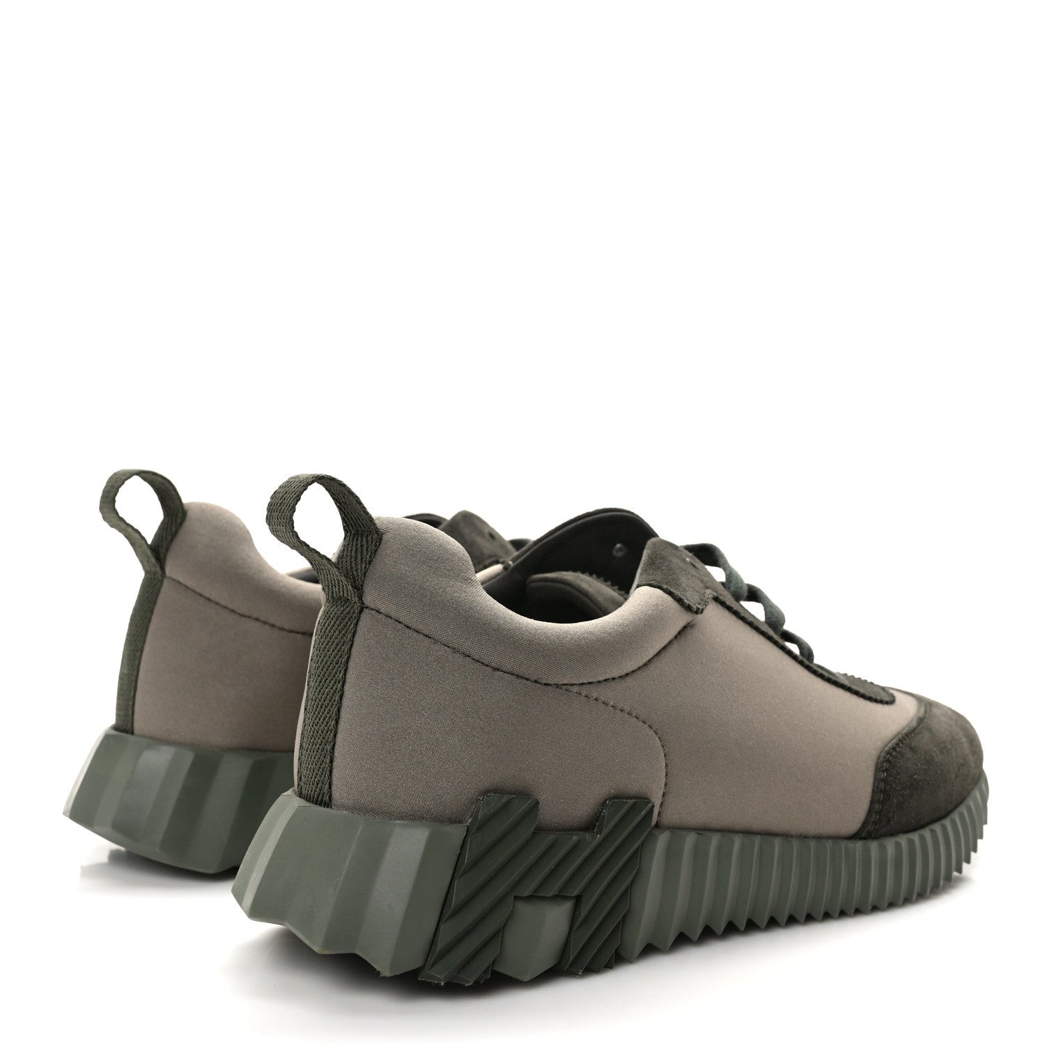 Hermes Technical Jersey Goatskin Suede Goatskin Bouncing Sneakers 39 Vert Toundra Vert Foret 4 of 9