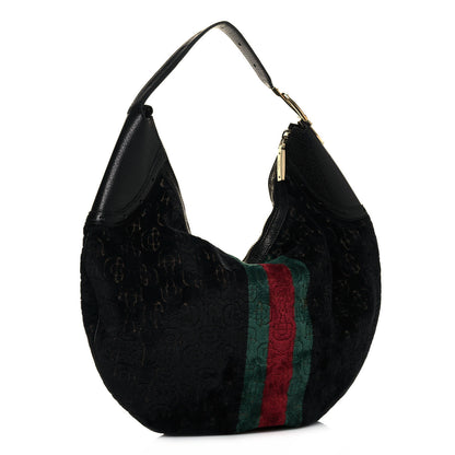 Gucci Velvet Horsebit Embossed Glam Hobo Black 2 of 12